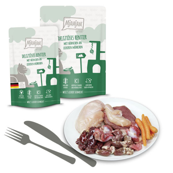 Mjamjam - Quetschie deliziöses Rentier mit Hühnchen an leckeren Möhrchen – Bild 2