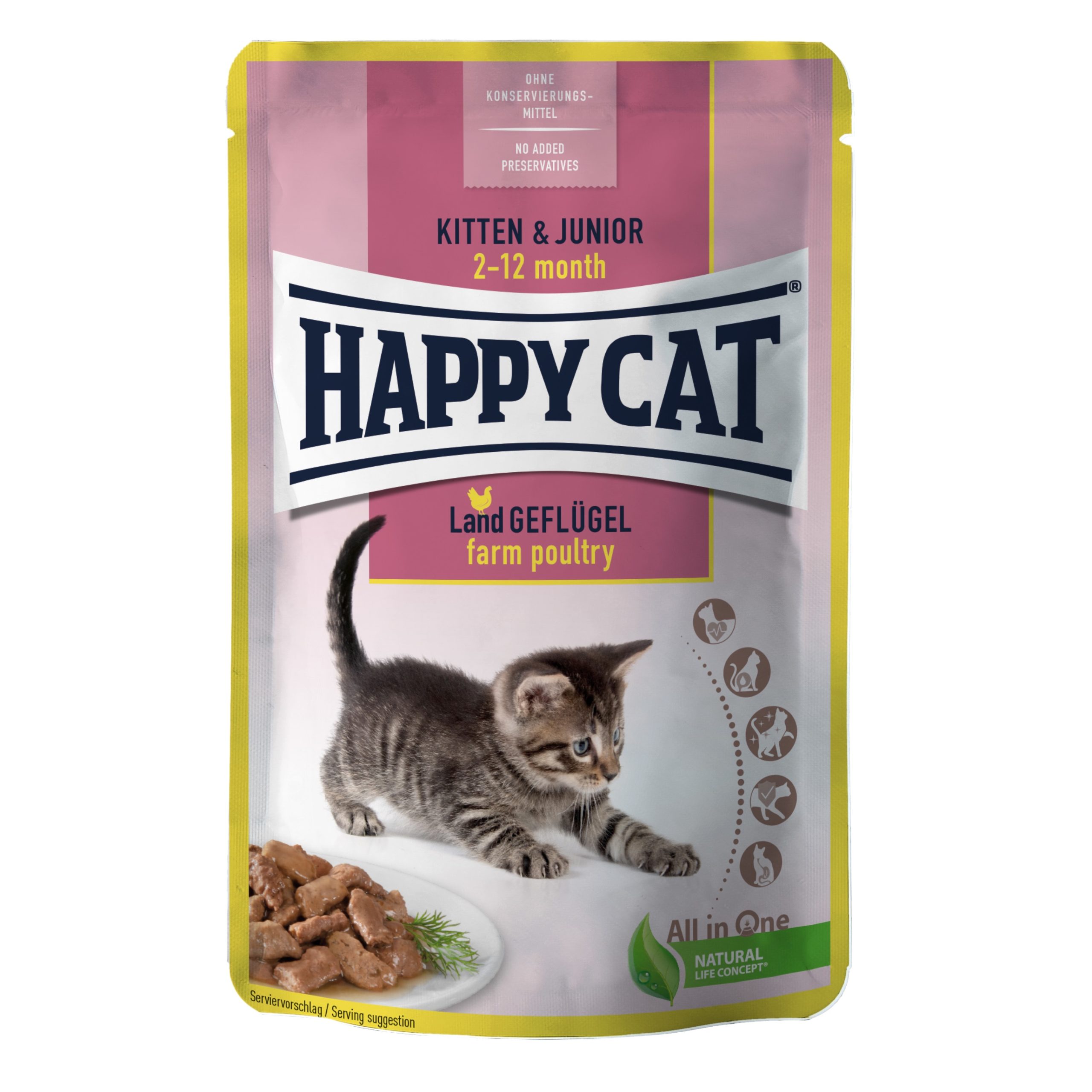 Happy Cat Meat in Sauce Kitten & Junior Land-Geflügel