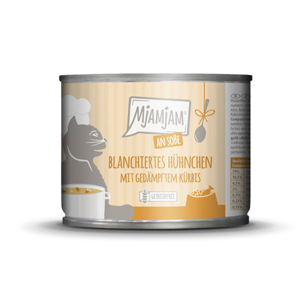 Mjamjam - blanchiertes Hühnchen mit gedämpftem Kürbis an Soße