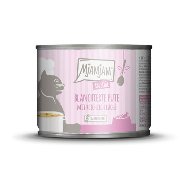 Mjamjam - blanchierte Pute mit reichlich Lachs an Soße