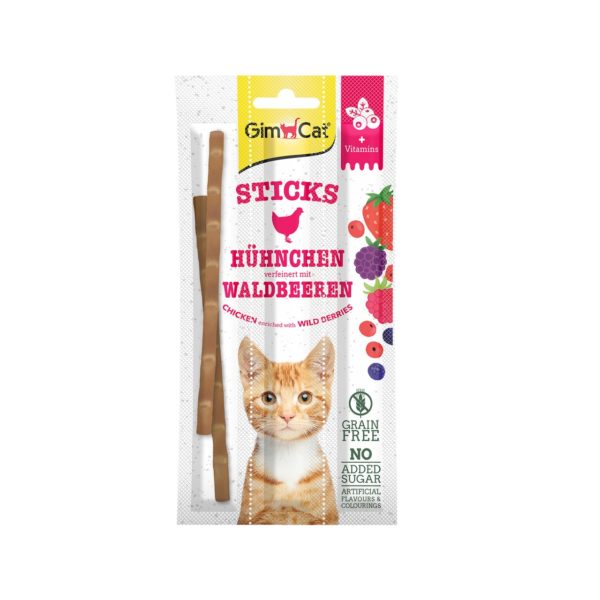 GimCat - Superfood Duo-Sticks mit Hühnchen & Waldbeerengeschmack 3 Stück