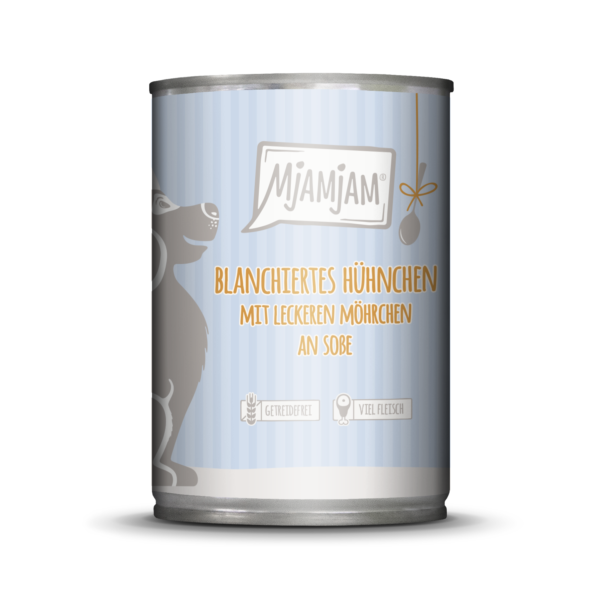 Mjamjam blanchiertes Hühnchen mit leckeren Möhrchen an Soße - Dose – Bild 2
