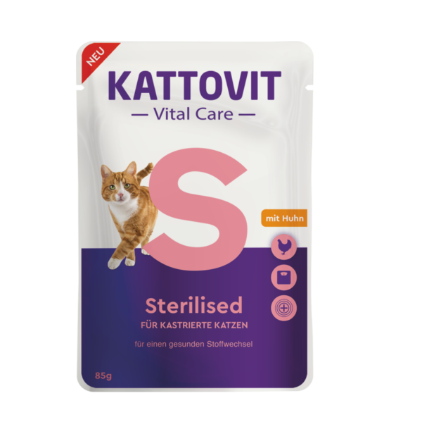 Kattovit Vital Care Sterilised mit Huhn 85 g Frischebeutel