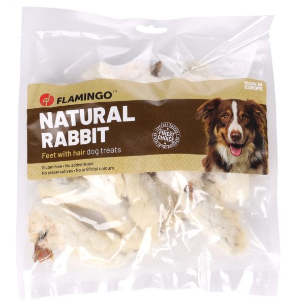 Flamingo Snacks Nature Kaninchenfüßen mit Haaren 200g