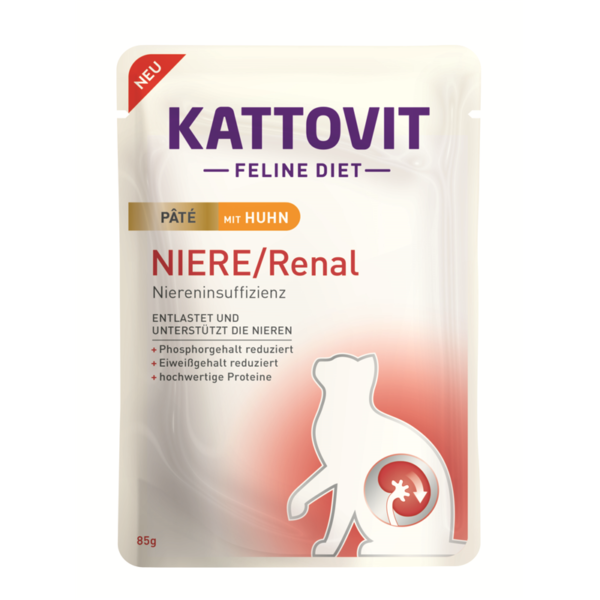 Kattovit Niere/Renal -Huhn Paté- Frischebeutel 85g