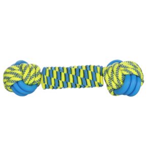 Flamingo Spielzeug Tofla - Knotenball Schnur blau & gelb für Hunde