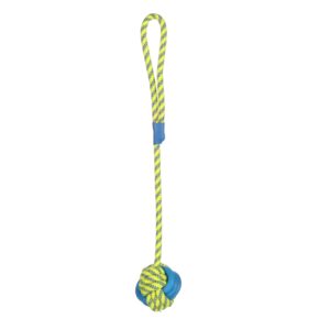 Flamingo Spielzeug Tofla - Knotenball Zerrseil blau & gelb