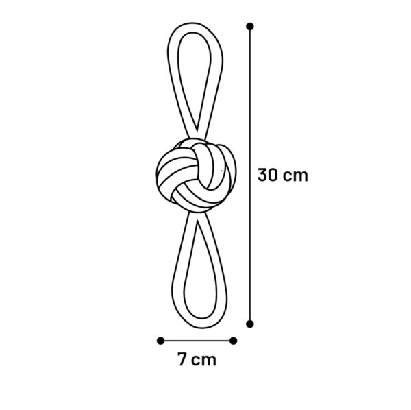 Flamingo Spielzeug Tofla - Ring Zerseil mit Knotenball blau & gelb für Hunde – Bild 3