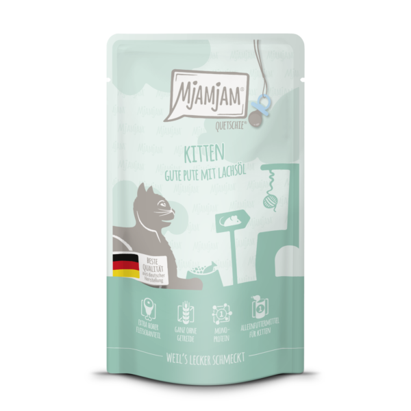 Mjamjam - Quetschie Kitten gute Pute mit Lachsöl