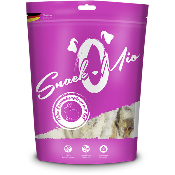 Snack-O-Mio - Feine Kaninchenohren mit Fell 15Stück / ca. 235g