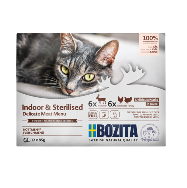 Bozita Cat MultiPack Indoor&Sterilised Rentier & Huhn/Truthahn 12x85g Pouch