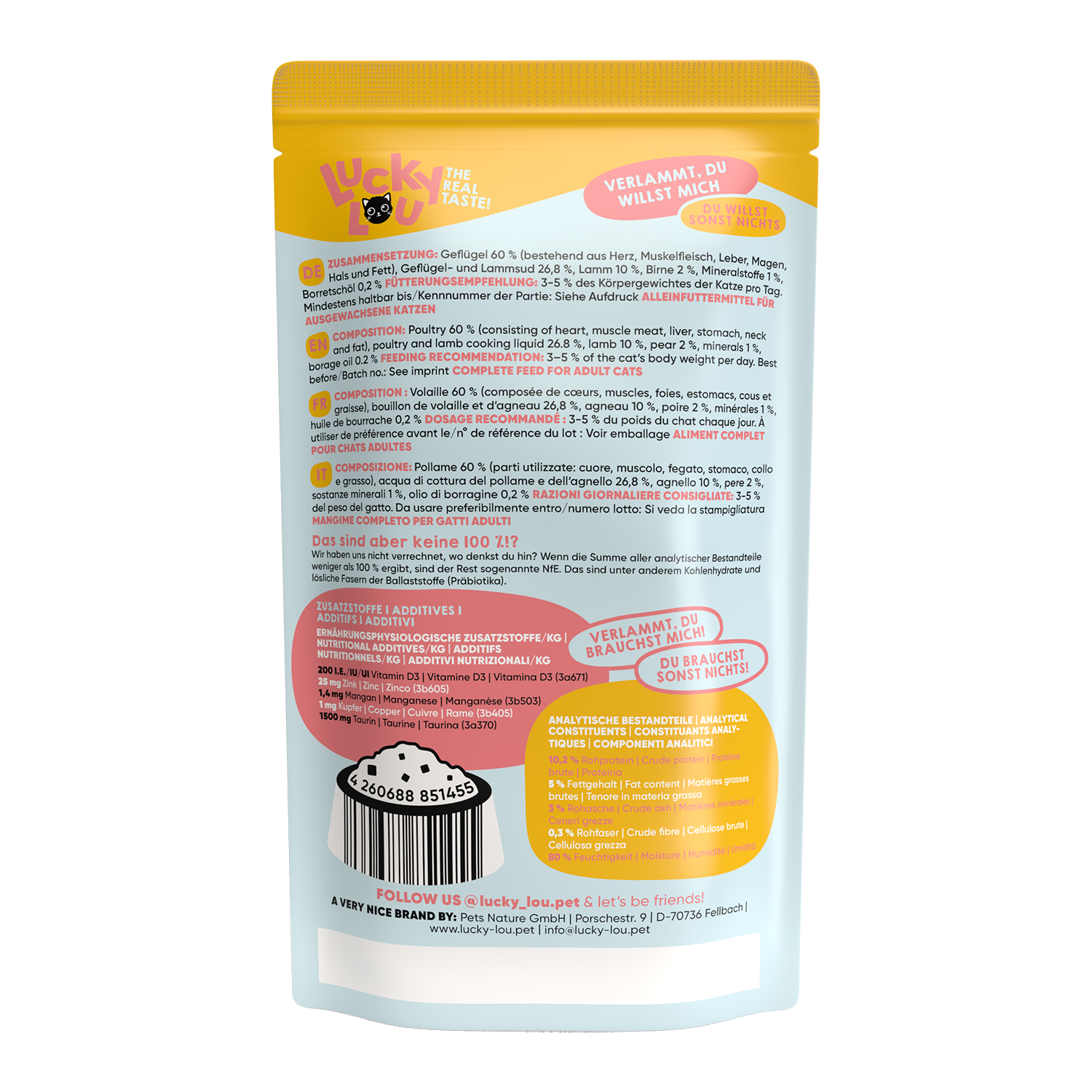 Lucky Lou Lifestage Adult Geflügel & Lamm Pouch/Frischebeutel – Bild 4