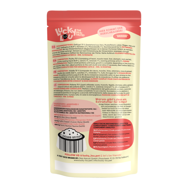 Lucky Lou Lifestage Kitten Geflügel Frischebeutel/Pouch – Bild 4