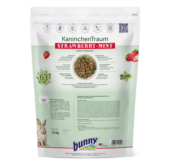 Bunny Nature KaninchenTraum Special Edition Strawberry-Mint 1,5kg – Bild 2