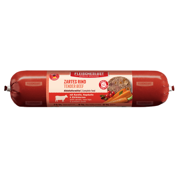 Fleischeslust - Zartes Rind mit Karotte, Hagebutte & Kürbiskernen 400g