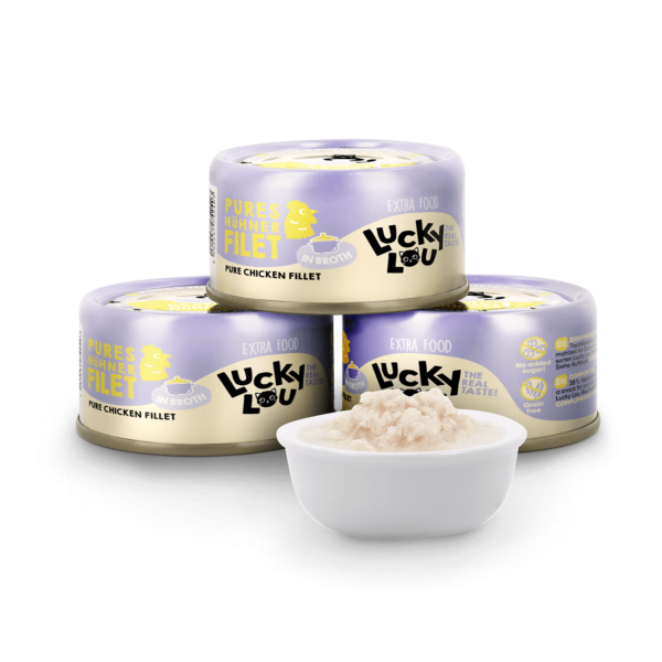 Lucky Lou Extrafood Hühnerfilet in Sud 70g Dose – Bild 2