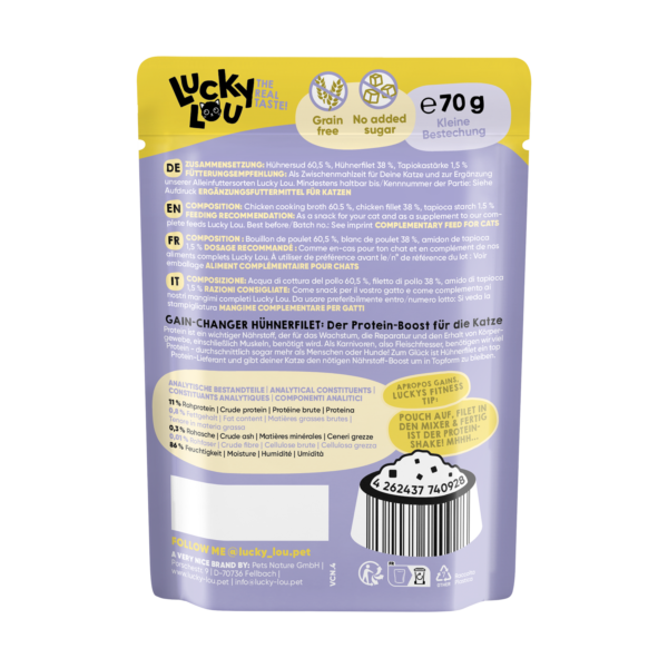 Lucky Lou Extrafood Hühnerfilet in Sud 70g Pouch – Bild 3
