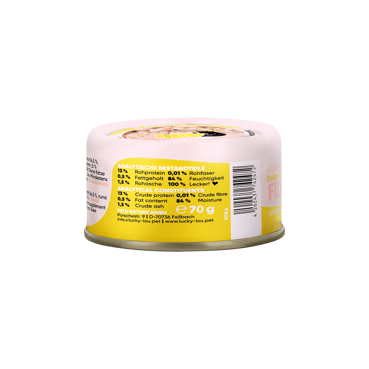 Lucky Lou Extrafood Thunfisch- & Hühnerfilet in Gelee 70g Dose – Bild 5