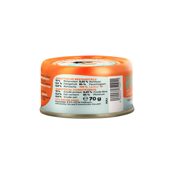 Lucky Lou Extrafood Thunfisch & Lachs in Sud 70g Dose – Bild 5