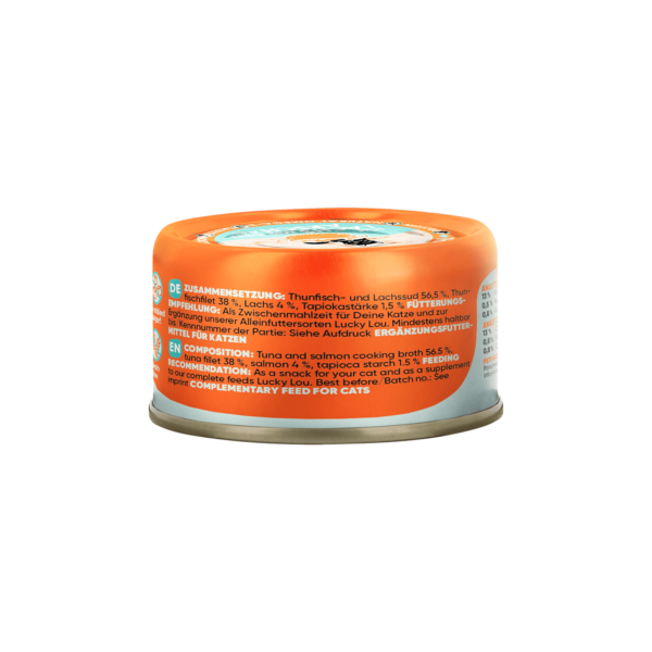 Lucky Lou Extrafood Thunfisch & Lachs in Sud 70g Dose – Bild 4