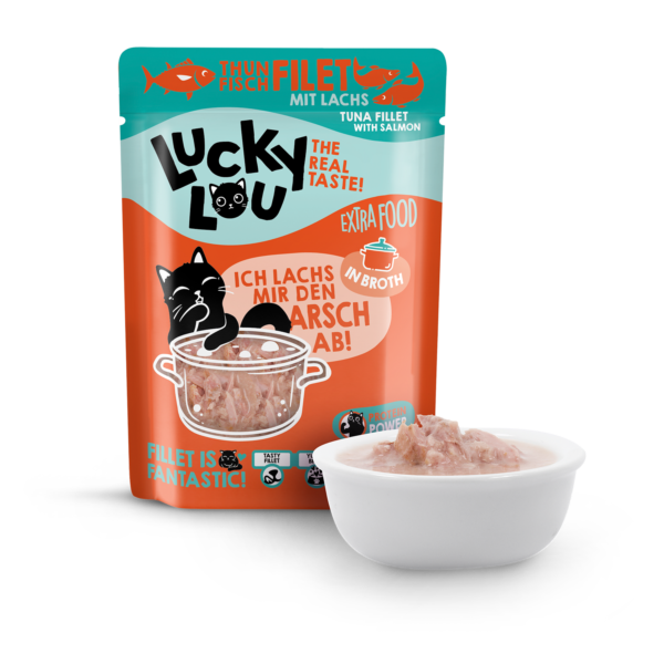 Lucky Lou Extrafood Thunfisch & Lachs in Sud 70g Pouch – Bild 2