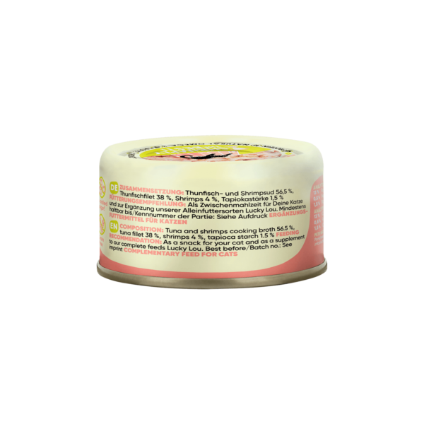 Lucky Lou Extrafood Thunfisch & Shrimps in Gelee 70g Dose – Bild 4