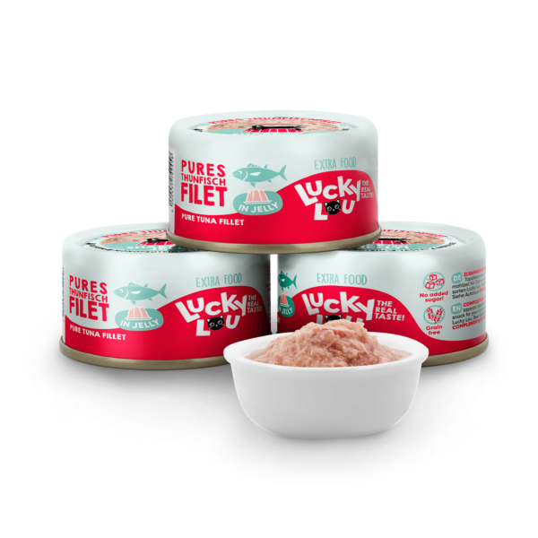 Lucky Lou Extrafood Thunfischfilet in Gelee 70g Dose – Bild 2