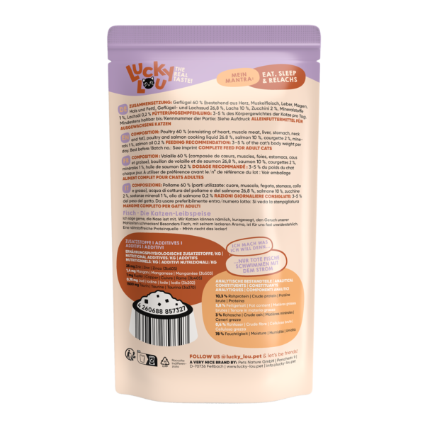Lucky Lou Lifestage Adult Geflügel & Lachs Pouch/Frischebeutel – Bild 3