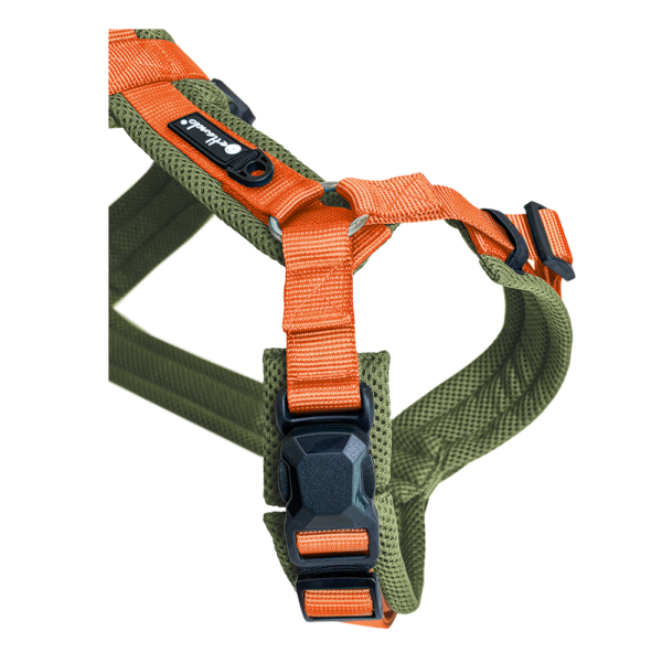 Petlando Magnetech Y-Comfort Geschirr - Farbe: olive/orange – Bild 3
