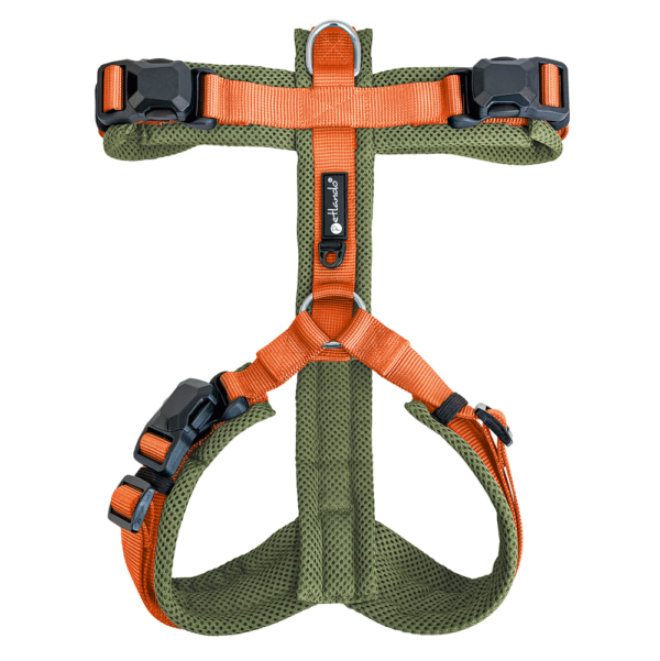 Petlando Magnetech Y-Comfort Geschirr - Farbe: olive/orange – Bild 2