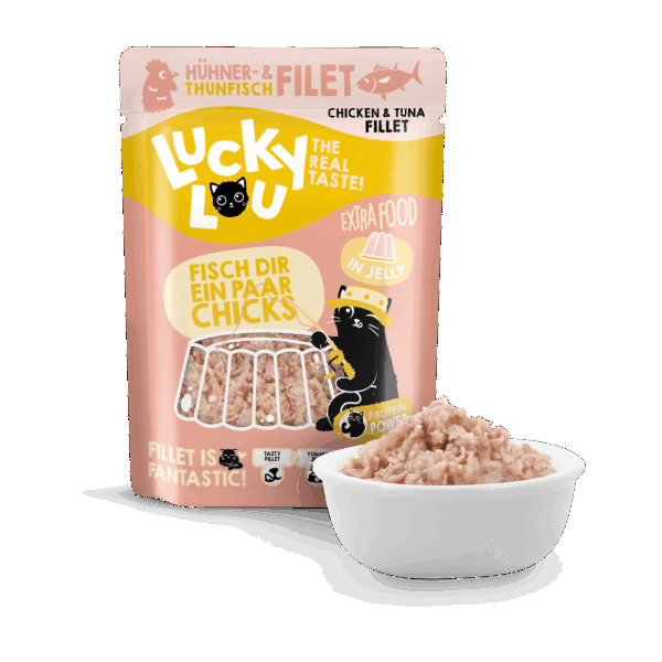 Lucky Lou Extra Food Thunfisch-& Hühnerfilet mit Gelee 70g Pouch – Bild 2