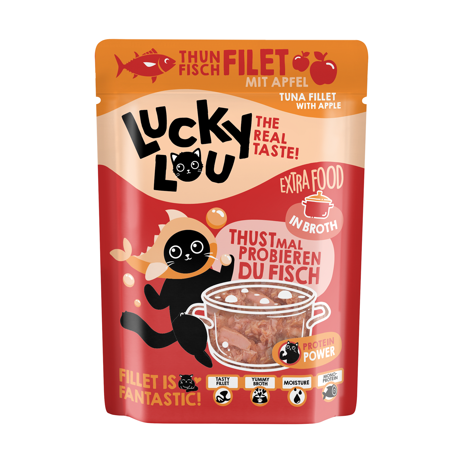 Lucky Lou Extra Food Thunfisch mit Apfel in Sud 70g Pouch