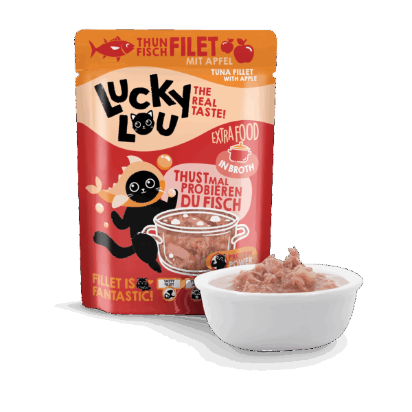 Lucky Lou Extra Food Thunfisch mit Apfel in Sud 70g Pouch – Bild 2