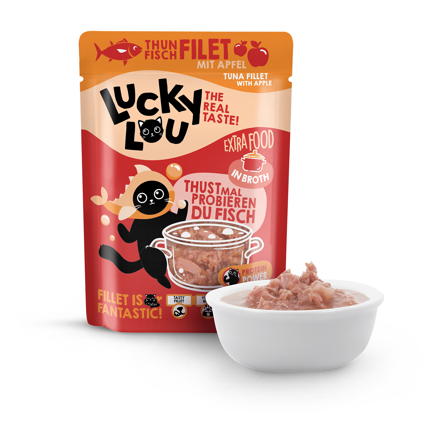 Lucky Lou Extra Food Thunfisch mit Apfel in Sud 70g Pouch – Bild 2
