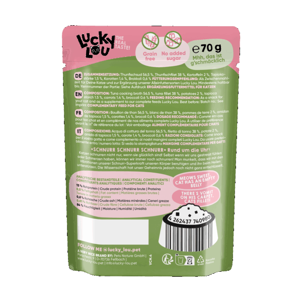 Lucky Lou Extra Food Thunfisch mit Gemüse in Sud 70g Pouch – Bild 3