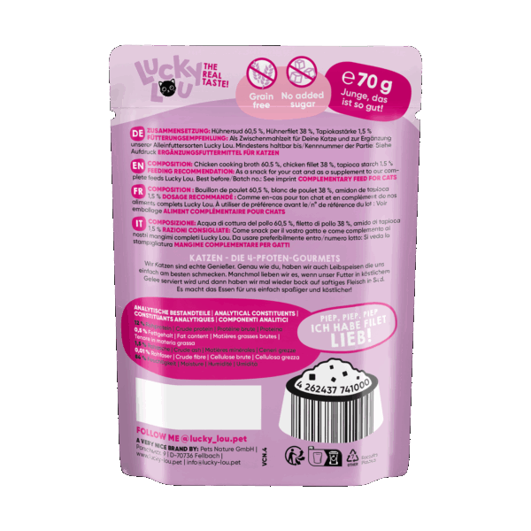 Lucky Lou Extrafood Hühnerfilet in Gelee 70g Pouch – Bild 3