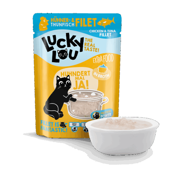 Lucky Lou Extra Food Hühner- & Thunfischfilet in Sud 70g Pouch – Bild 2