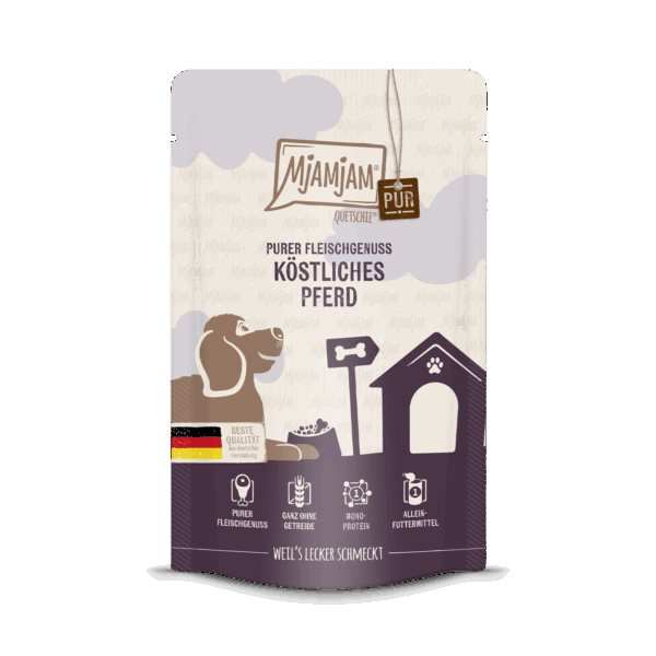 Mjamjam Dog - Quetschie Purer Fleischgenuss - Köstliches Pferd PUR