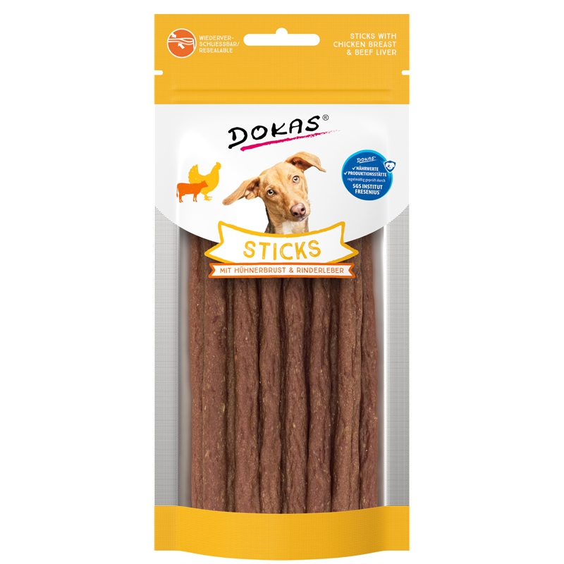 Dokas Dog Snack Sticks mit Hühnerbrust & Rinderleber 60g