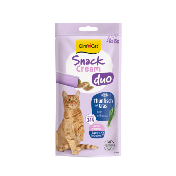 GimCat Snack Cream Duo Thunfisch mit Gras 6 x 15g
