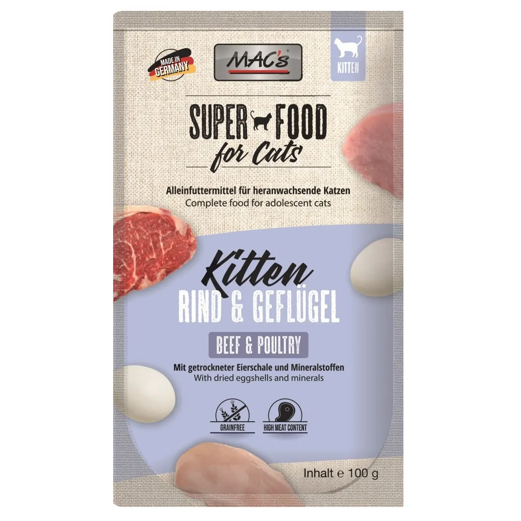 Mac´s - Katze Pouch - Kitten Rind & Geflügel 100g