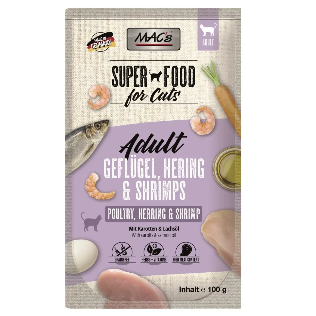 Mac´s - Katze Pouch - Geflügel, Hering & Shrimps 100g