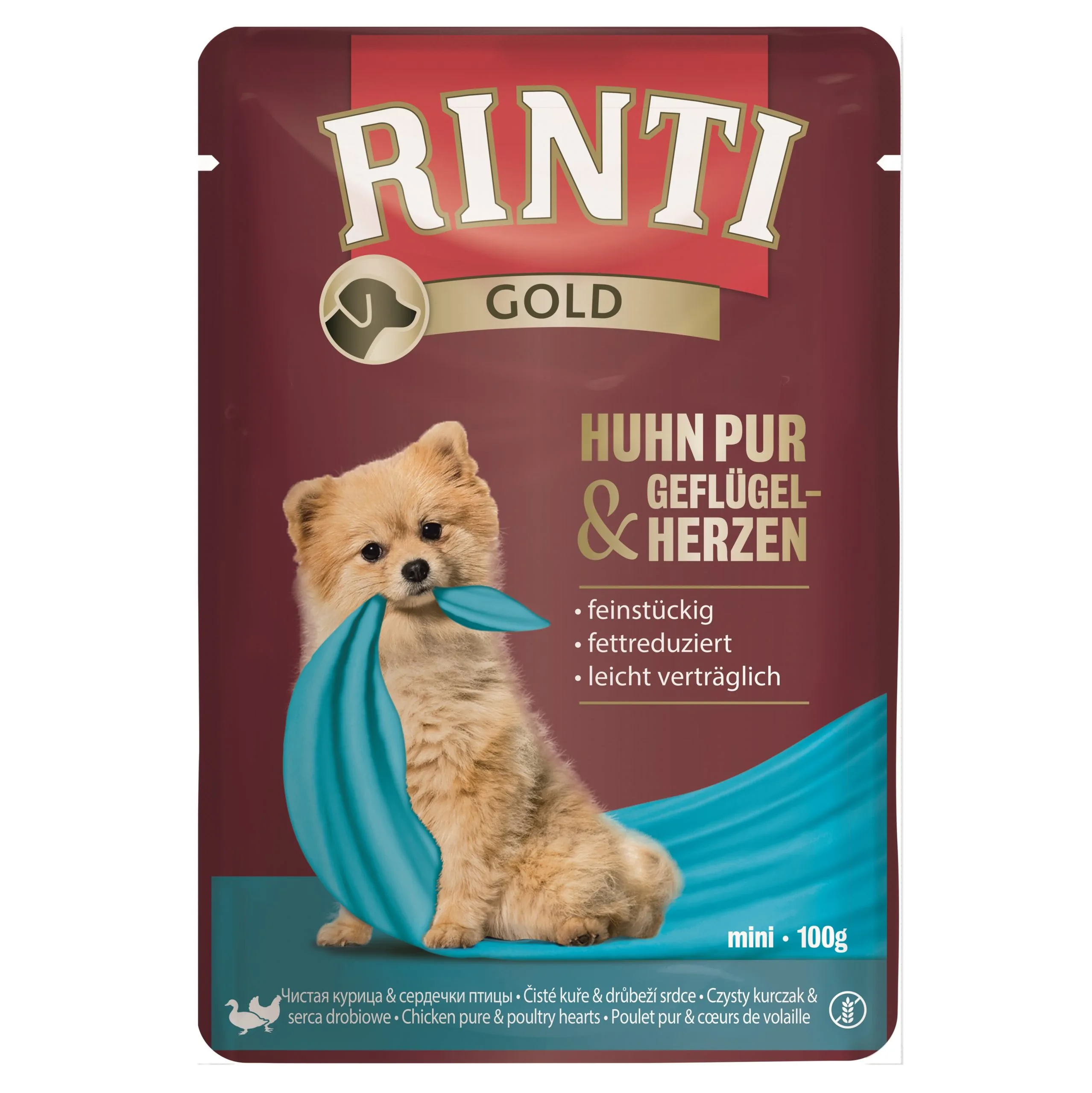 Rinti Gold Huhn Pur & Geflügelherzen 100g - Frischebeutel