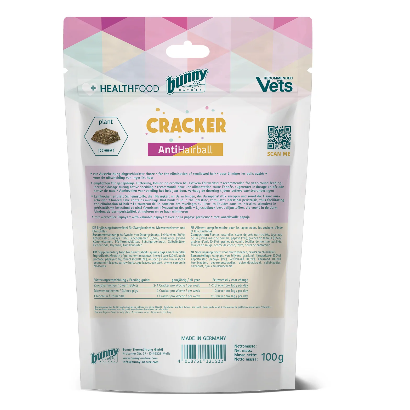 Bunny Nature Healthfood Antihairball Cracker 100g – Bild 2