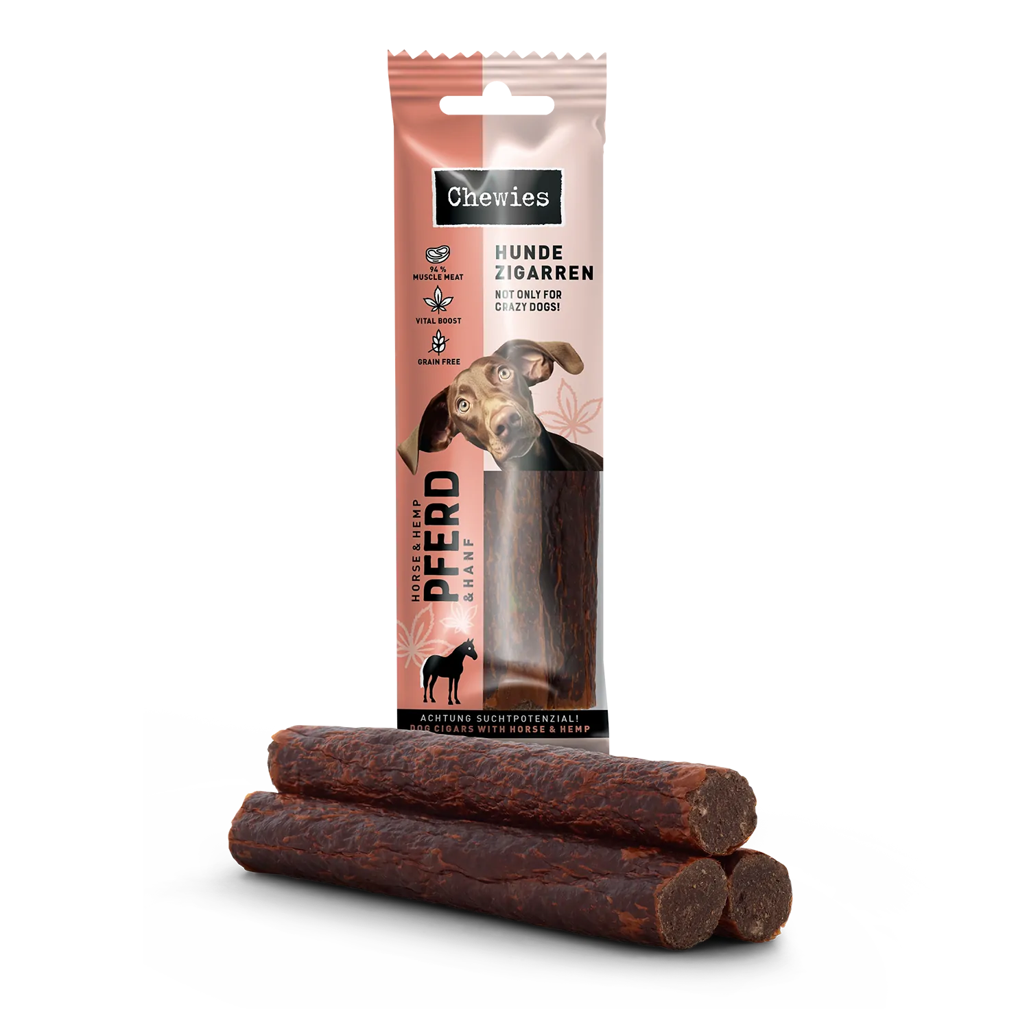 Chewies Hundezigarre Pferd & Hanf 75g – Bild 3