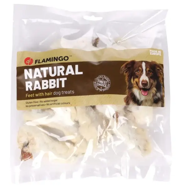 Flamingo Snacks Nature Kaninchenfüßen mit Haaren 200g