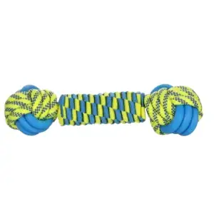 Flamingo Spielzeug Tofla - Knotenball Schnur blau & gelb für Hunde