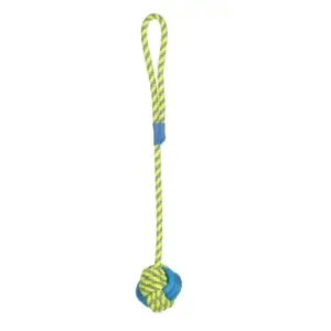 Flamingo Spielzeug Tofla - Knotenball Zerrseil blau & gelb
