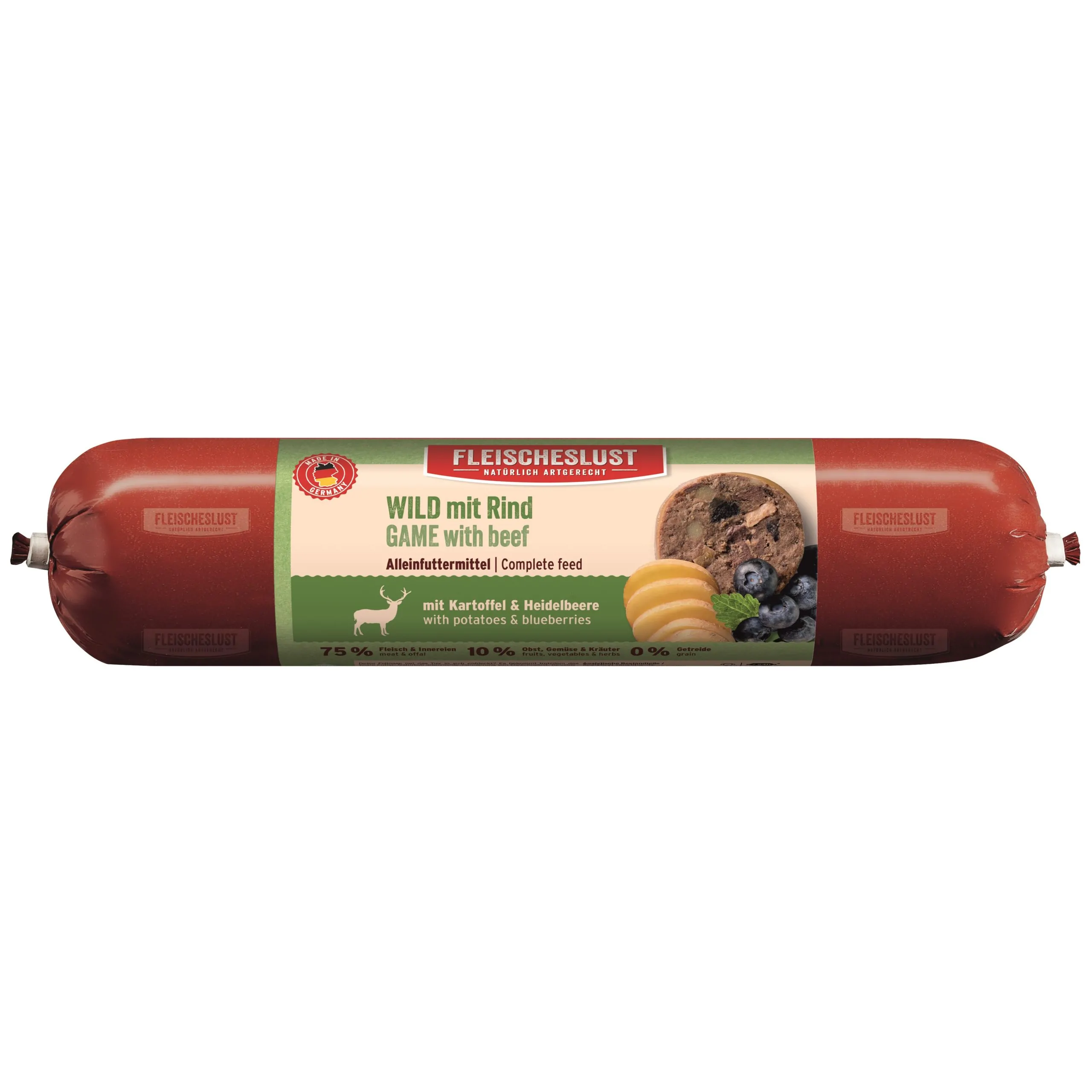 Fleischeslust - Wild mit Rind mit Kartoffel & Heidelbeere 400g