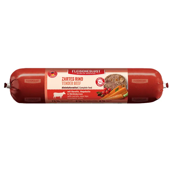 Fleischeslust - Zartes Rind mit Karotte, Hagebutte & Kürbiskernen 400g